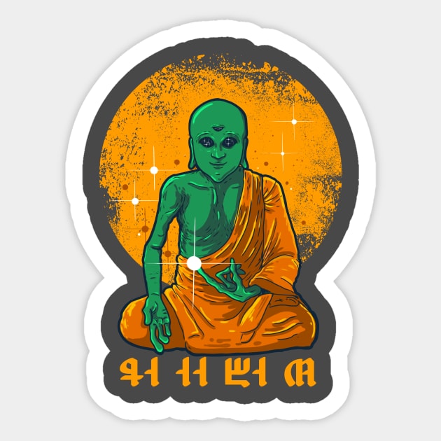 Alien Buddha Sticker by Harley Warren